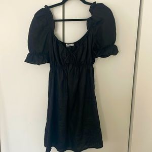 Reformation Black Linen Mini Dress